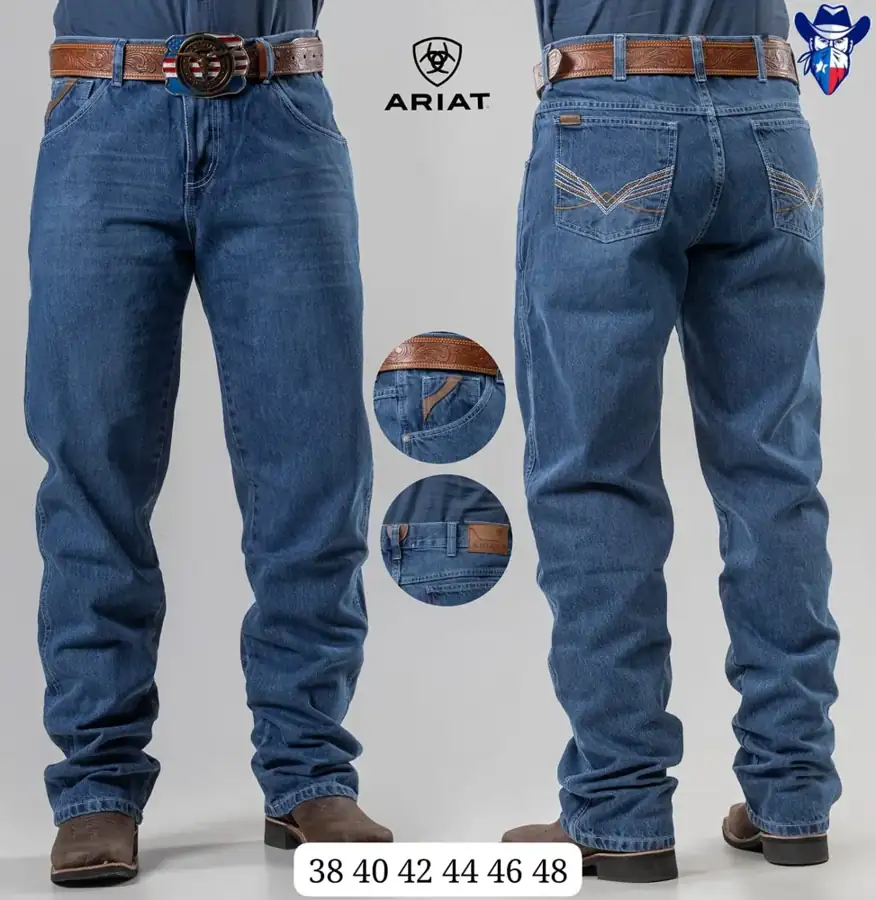 Calça Jeans Ariat Clara com Bordado Caramelo